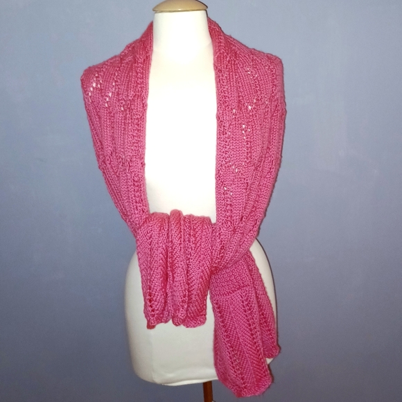 Accessories - Handmade XL Pink Crochet Shawl (*lap blanket )